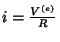 $i=\frac{V^{(e)}}{R}$