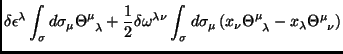 $\displaystyle \delta\epsilon^\lambda\int_{\sigma}d\sigma_\mu\Theta^\mu_{\;\;\la...
...ma_\mu\left(x_\nu\Theta^\mu_{\;\;\lambda}-x_\lambda\Theta^\mu_{\;\;\nu}
\right)$