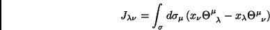 \begin{displaymath}
J_{\lambda
\nu}=\int_{\sigma}d\sigma_\mu\left(x_\nu\Theta^\mu_{\;\;\lambda}-x_\lambda\Theta^\mu_{\;\;\nu}\right)
\end{displaymath}