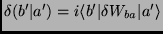 $\delta(b^\prime\vert a^\prime)=i\langle b^\prime\vert\delta W_{ba}\vert a^\prime\rangle$