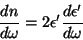 \begin{displaymath}
\frac{dn}{d\omega}=2\epsilon'\frac{d\epsilon'}{d\omega}
\end{displaymath}