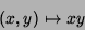 \begin{displaymath}
(x,y)\mapsto xy
\end{displaymath}