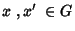 $x\;,x^\prime\;\in G$