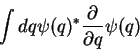 \begin{displaymath}
\int dq \psi(q)^*\frac{\partial}{\partial q} \psi(q)
\end{displaymath}