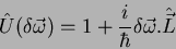 \begin{displaymath}
\hat{U}(\delta\vec{\omega})=1 + \frac{i}{\hbar}\delta\vec{\omega}.
\hat{\vec{L}}
\end{displaymath}