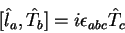 \begin{displaymath}[\hat{l}_a, \hat{T}_b]= i\epsilon_{abc}\hat{T}_c
\end{displaymath}