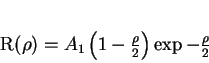 \begin{displaymath}
R(\rho) = A_1\left(1-\frac{\rho}{2}\right)\exp{-\frac{\rho}{2}}
\end{displaymath}