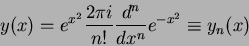 \begin{displaymath}
y(x)=e^{x^2}\frac{2\pi i}{n!}\frac{d^n}{dx^n}e^{-x^2}\equiv y_n(x)
\end{displaymath}