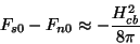 \begin{displaymath}
F_{s0}-F_{n0}\approx -\frac{H_{cb}^2}{8\pi}
\end{displaymath}