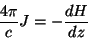 \begin{displaymath}
\frac{4\pi}{c}J=-\frac{dH}{dz}
\end{displaymath}