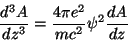 \begin{displaymath}
\frac{d^3 A}{dz^3}=\frac{4\pi e^2}{mc^2}\psi^2 \frac{dA}{dz}
\end{displaymath}