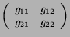 \(
\left(\begin{array}{clcr}
g_{11} & g_{12}\\
g_{21} & g_{22}
\end{array} \right)
\)