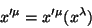 \begin{displaymath}\
x'^{\mu}=x'^{\mu}(x^{\lambda})
\end{displaymath}