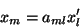 \begin{displaymath}\
x_m=a_{ml}x_l'
\end{displaymath}