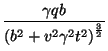 $\displaystyle \frac{\gamma q b}{\left(b^2+v^2\gamma^2t^2\right)^{\frac{3}{2}}}$